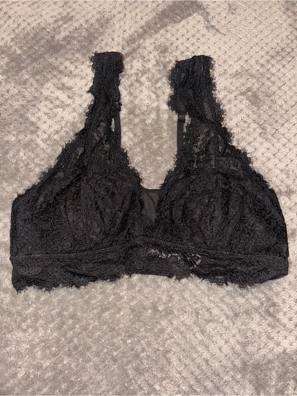 aerie Black Lace Bralette with Scalloped Trim